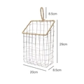 Wall-mounted silver wire storage basket with jute rope handle in Nordic style - Large