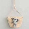 Beige gewebte Umhängetasche für Kinder mit süßer grauer Plüsch-Elefanten-Applikation - Beige + Grauer Bär