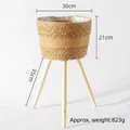 Nordic seagrass woven planter on tripod wooden legs with 30cm diameter, weight 823g - Seagrass Wood Legs Large