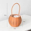 Handwoven sphere flower basket with high handle and waterproof lining 35cm high - Large Round Ball Handheld (15*15 Top 13 Bottom)