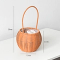 Brown woven flower basket with handle and plastic lining, 30cm height variant - Small Round Ball Handheld Basket (13*11 Top)