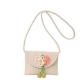 Umhängetasche für Kinder aus beige Baumwollkordel mit rosa und weißen Blumenapplikationen - Stil 2 Cremeweiß / 20x3x14cm