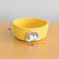 Dettaglio cesto portaoggetti in cotone giallo con altezza di 9cm e diametro di 16,5cm - Giallo Piccolo