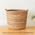 Detail view of large woven plant basket with handles, diameter 35cm and height 31cm - Large (35*31)