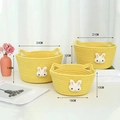 Three-piece yellow cotton rope storage baskets with cute bunny ears for desktop organizing - Large Medium Small Combination / Yellow