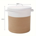 Extra grote gevlochten katoenen wasmand met deksel en handgrepen, 40x45cm wit en bruin - Wit & Khaki Met Deksel (40x45)