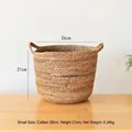 Detailed size specifications for a woven seagrass planter basket with dual side handles - Small (26*21)