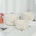 Three-piece nesting set of woven cotton rope baskets with cute 3D bunny design details - Large Medium Small Combination / White