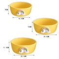 Set di 3 cesti portaoggetti in corda di cotone giallo con toppe arcobaleno e nuvole - Giallo Tre Dimensioni Incastrate