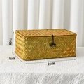 Detailed size view of a handmade seagrass storage box with dimensions 26x16x10 cm - Rectangular With Lid Medium (221G)