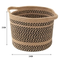 Dettaglio del cesto in corda di cotone bicolore con doppi manici 24x20cm - 24*20 / Grande / Doppio Manico Cachi + Motivo Nero