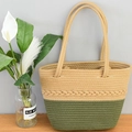 Bolso tote de tejido en beige y verde oliva con detalle de textura trenzada elegante - Caqui/Verde