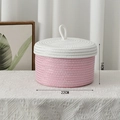 Baumwoll-Aufbewahrungskorb mit Deckel in Rosa-Weiß mit Silberfäden, Größe 22x14cm - Metallfaden Klein