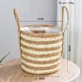 Detail of hand-woven grass basket with inner lining and dimensions 32x29x28cm - 32*29 / Large Straight Style