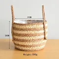 Detailed view of woven seagrass plant basket with dual handles and plastic liner - Large 31x25
