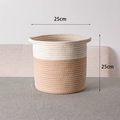 Cesto portaoggetti cilindrico in corda di cotone bicolore beige e marrone, misura 25x25 cm - Grande 25x25cm / Nordico Cachi