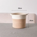 Cesto portaoggetti rotondo in corda di cotone intrecciata bicolore panna e marrone 20x20cm - Piccolo 20x20cm / Nordico Cachi