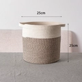 Cesto in cotone intrecciato da 25cm con doppi manici in crema e grigio melange - Grande 25x25cm / Marrone Giuntato