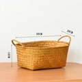 Cesto intrecciato a mano con manici, dimensioni 30cm x 20cm x 12cm, vista dettagliata - Grande / 30x20x12
