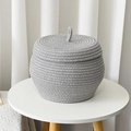 Cesto portaoggetti zucca in corda di cotone grigio chiaro fatto a mano con coperchio - Bombato Con Coperchio / 20x17 / Grigio