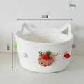 Detailansicht des gewebten Weihnachts-Baumwollkorbs mit Rentierbär und Pompons - Weiß Rentier Bommel (Mittel)