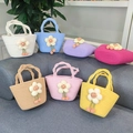 Handmade woven cotton rope tote bags in seven colors with white floral charms - Twisted Tulip Style