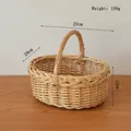 Dettaglio del cesto in vimini fatto a mano con misure 23cm e peso di 159g - Cesto con Manico Ovale Diametro 23