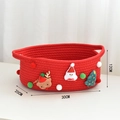 Cesta de almacenamiento navideña roja tejida con alce y muñeco de nieve 30x20x12cm - Cesta de Almacenamiento Navidad / 30x20x12 / Rojo