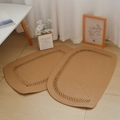 Handgewebte ovale Bodenmatte aus Baumwollseil mit dekorativer Lochspitze für zu Hause - 75x55 / Hohler rechteckiger Stil / Khaki