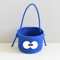 Cesto portaoggetti in cotone blu reale con decorazione occhi grandi per cameretta bimbi - 355g / Blu 20*15