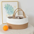 Cesto portaoggetti in corda di cotone bianco e naturale con divisori interni - 36x23x17cm / Bianco e Cachi (Treccia)