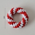 Rood-witte 12cm gevlochten katoenen touwring voor honden kauwen en tandreiniging - Donut