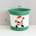 Detailed view of Santa Claus woven basket with green and white stripes and 28cm scale mark - 28x28cm / Green - Santa Claus