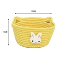 Yellow cotton rope woven storage basket with cat ears and cute white rabbit patch - Small (18x10) / Yellow