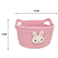 Cesto portaoggetti in corda di cotone rosa con orecchie di coniglio, 24x14cm - Grande (24x14) / Rosa