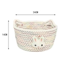 Cesto in corda di cotone con ricamo a forma di coniglio e orecchie di gatto, 24x14cm - Grande (24x14) / Bianco con linee colorate