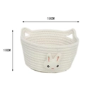 White cotton rope storage basket with cute rabbit face and dimensions 18x10cm - Small (18x10) / White