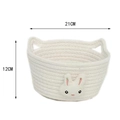 White cotton rope woven basket with bunny ears and handles for desk storage - Medium (21x12) / White