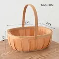 Dettaglio del cesto da picnic in legno intrecciato a mano con dimensioni 33x26x12cm - Cesto per Uova in Trucioli di Legno Grande