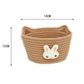 Brown woven cotton rope storage basket with white bunny patch and cat ears 18x10cm - Small (18x10) / Brown