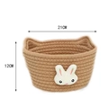 Brown cotton rope storage basket with cute rabbit patch and cat ear shape 21x12cm - Medium (21x12) / Brown