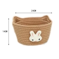 Cat-ear light brown woven storage basket with white rabbit decor, 24cm wide - Large (24x14) / Brown