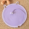 Alfombrilla rascadora lavanda de cuerda de algodón con orejas de gato y cordón - Tamaño Grande 50cm / Púrpura