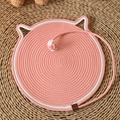 Alfombra rascadora de cuerda de algodón rosa y blanca con forma de gato y bola - Tamaño Grande 50cm / Rojo sandía