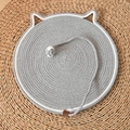 Alfombrilla rascador para gatos con forma de orejas, trenzado gris y blanco con bola - Tamaño Grande 50cm / Gris Mezcla