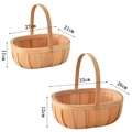 Cesti in legno intrecciati a mano con manici in due dimensioni per casa e picnic - Set di 2 (Piccolo e Grande)