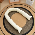 Handwoven cream cotton bumper pillow for crib or sofa on round straw pet mat - White Pillow