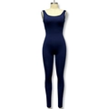 Nahaufnahme von dunkelblauem ärmellosem Slim-Fit-Body mit nahtlosem Rundhalsausschnitt - S / Dunkelblau