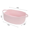 Cesto portaoggetti in corda di cotone rosa intrecciato a mano con manici 45cm x 26cm x 13cm - 45x26x13 / Rosa