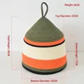Gedetailleerde afmetingen van de geweven katoenen opbergmand met handvat en kleurvlakken - Totale Hoogte 29 / Meerkleurig Patchwork (Katoenen Konische Mand)